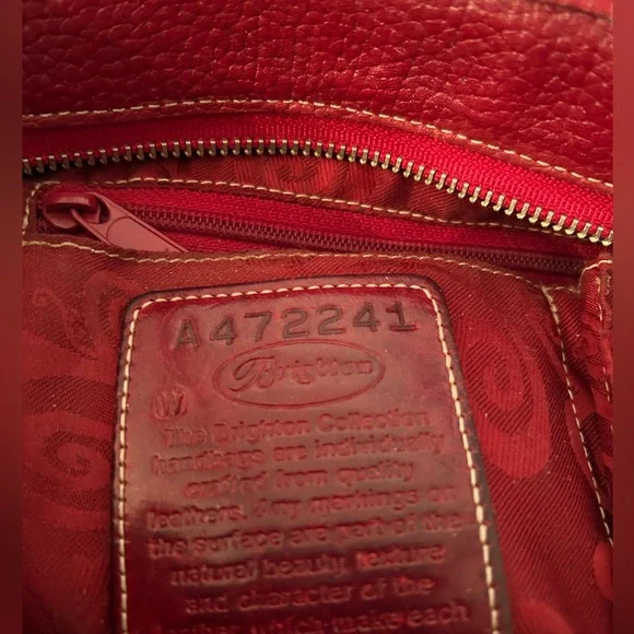 Brighton Vintage Shoulder Bag/Purse -Red Leather w/2 braided handles. Registered - Picture 6 of 9